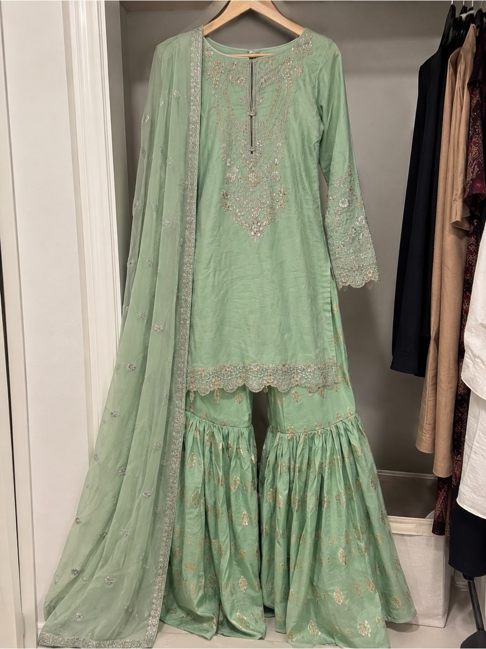 Maria B. Mint Green 3-Piece Gharara Outfit lawn